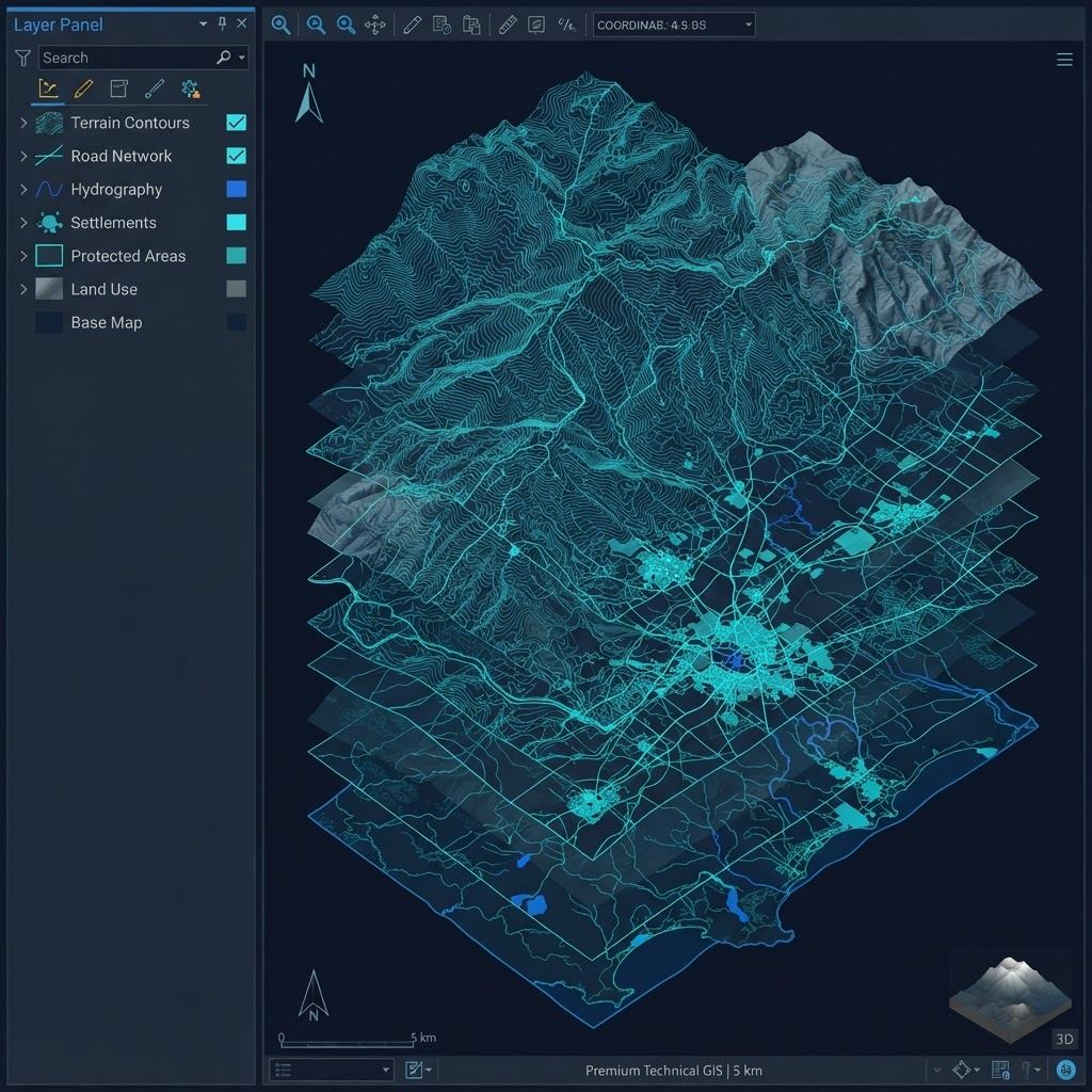 GIS platform with stacked spatial data layers
